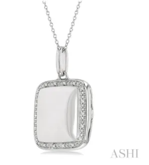 Sterling Silver Square Locket with Diamonds
