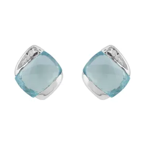 Sterlingsilber 2.00ct Natürlich Blue Topas & Diamant Quadrat