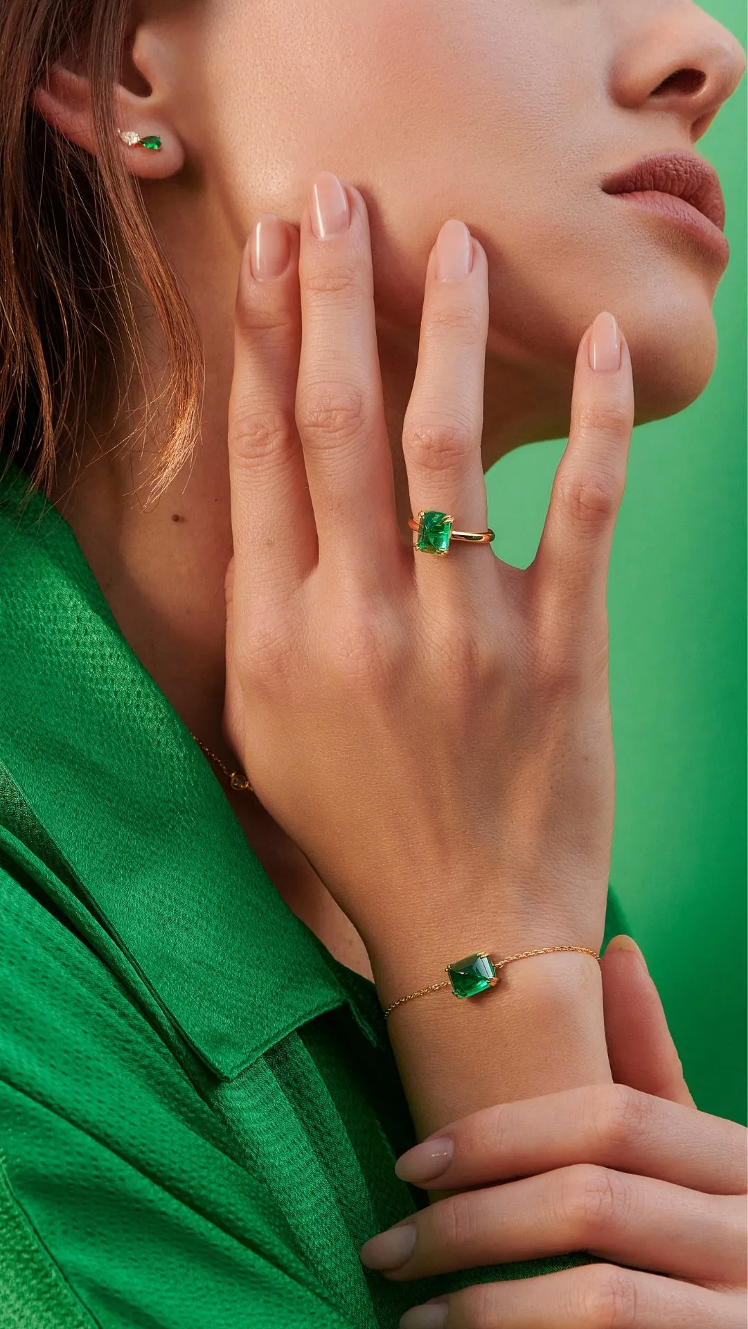 Sugarloaf Bracelet Emerald Gold Vermeil