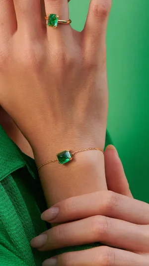Sugarloaf Bracelet Emerald Gold Vermeil