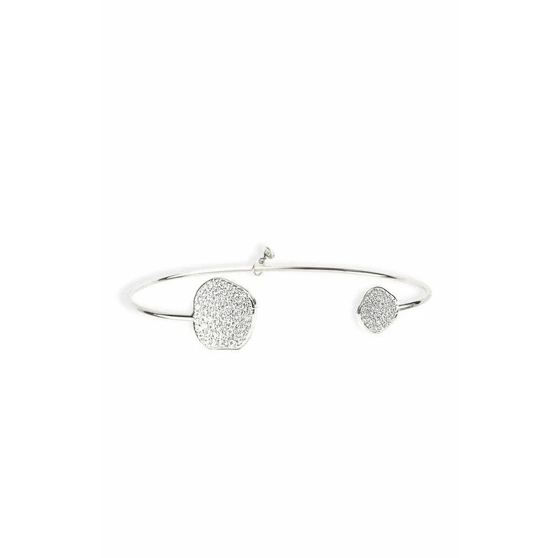TAI Irregular Pave Disc Open Bracelet -Silver