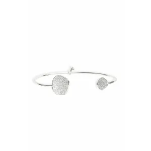 TAI Irregular Pave Disc Open Bracelet -Silver