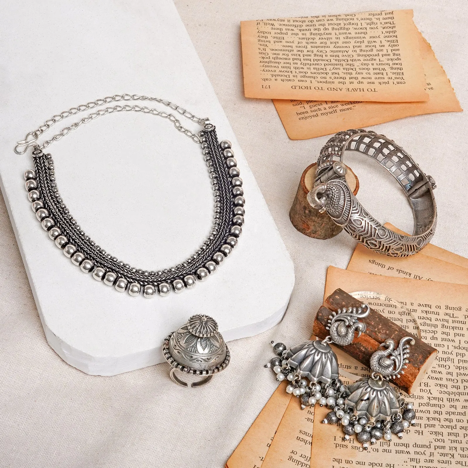 Teejh Dwaraka Oxidised Silver Jewellery Gift Set