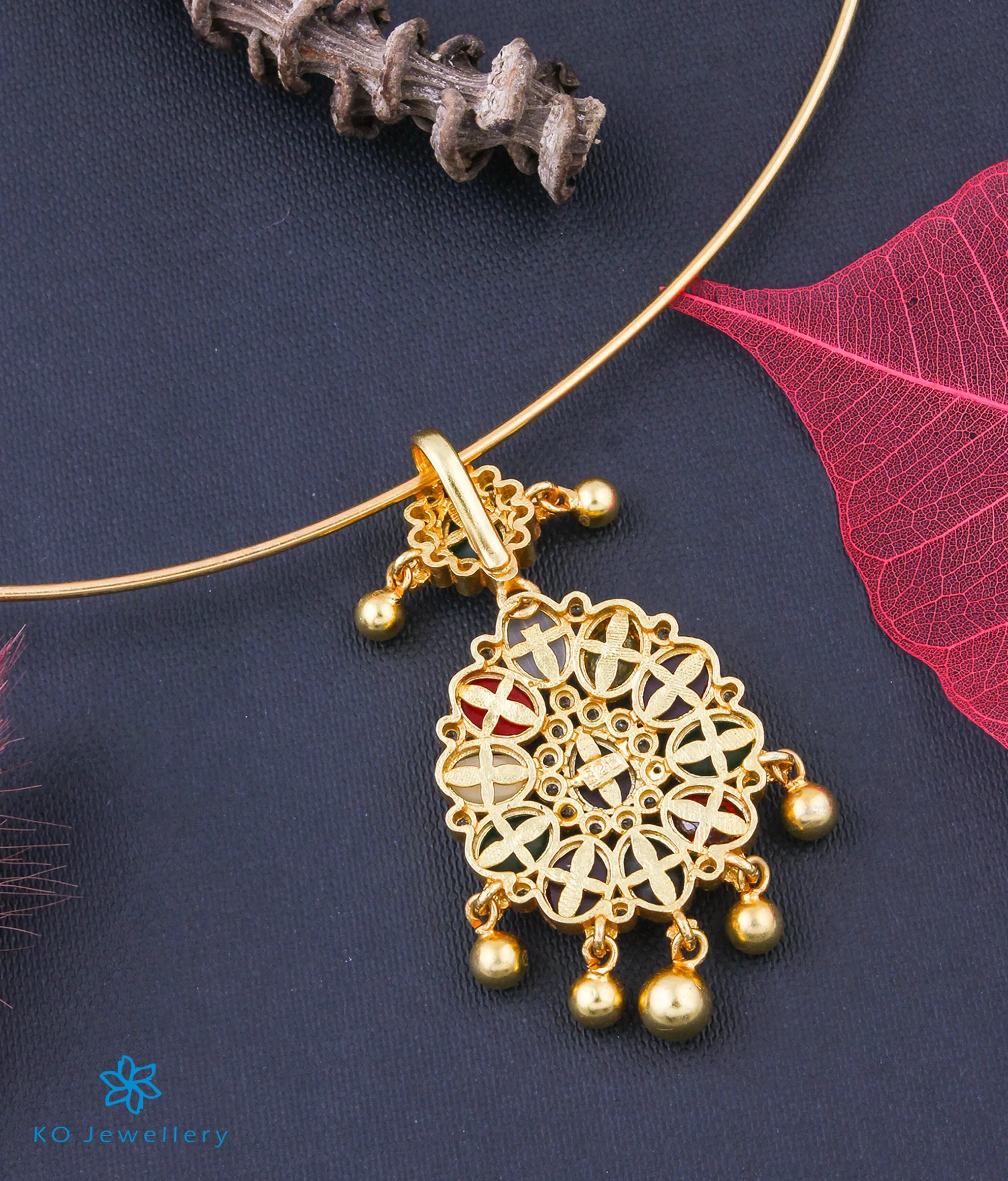 The Aarna Silver Navratna Pendant