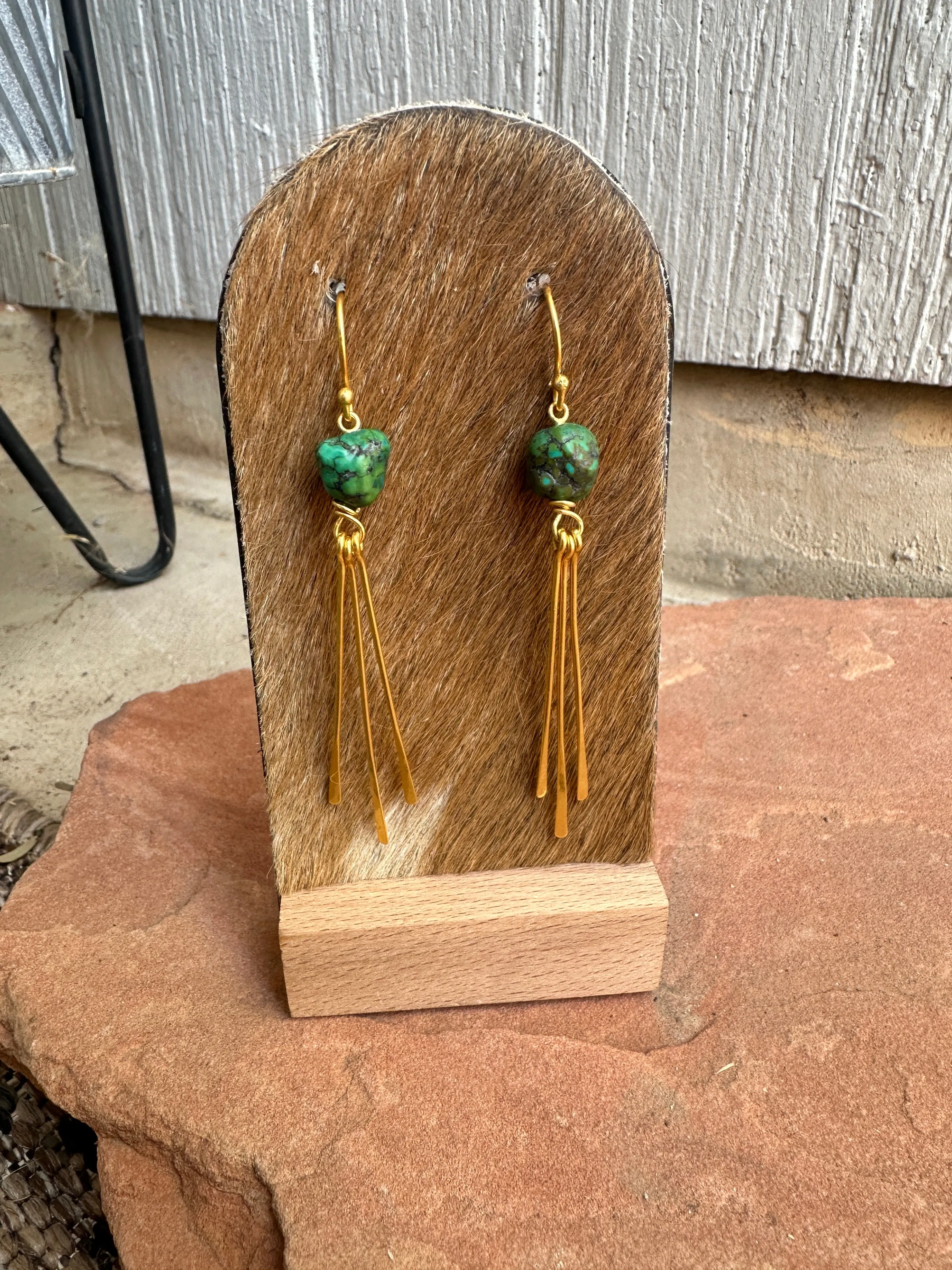 “The Golden Collection” Western Fringe & 14k Gold Plated Sterling Silver Earrings