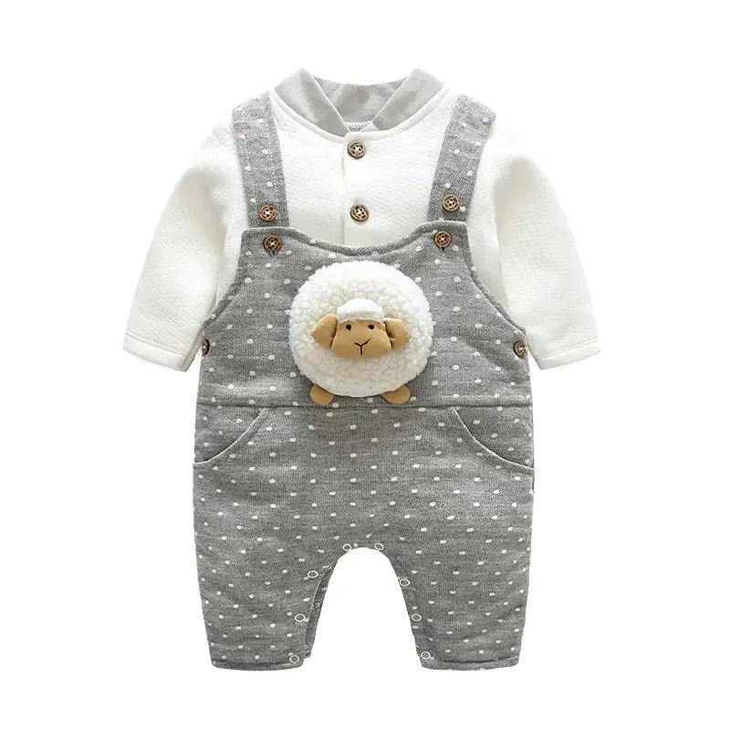 Thick Winter Baby Romper Set with Cotton Jumpsuit