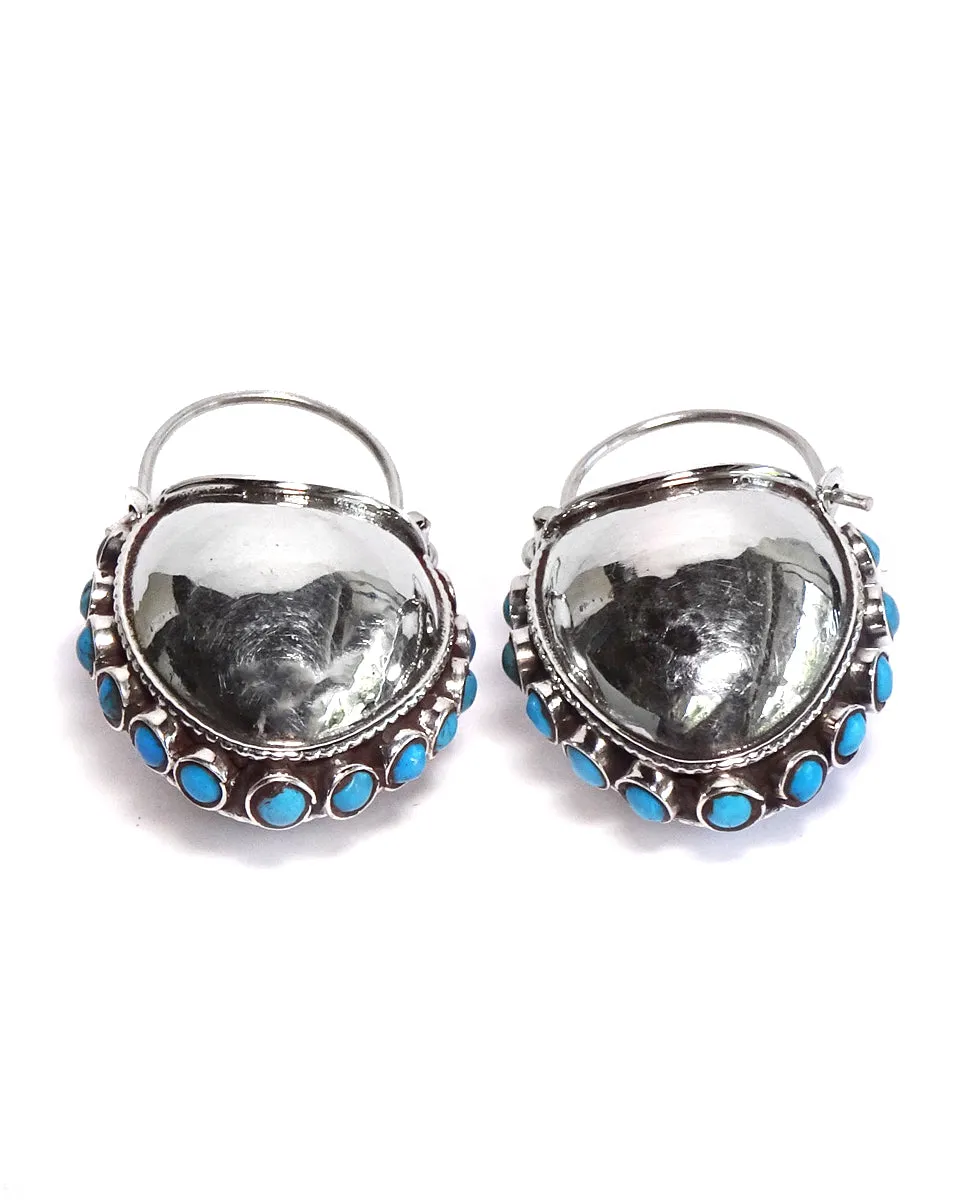 Tibetan Bucket Earrings with Stones
