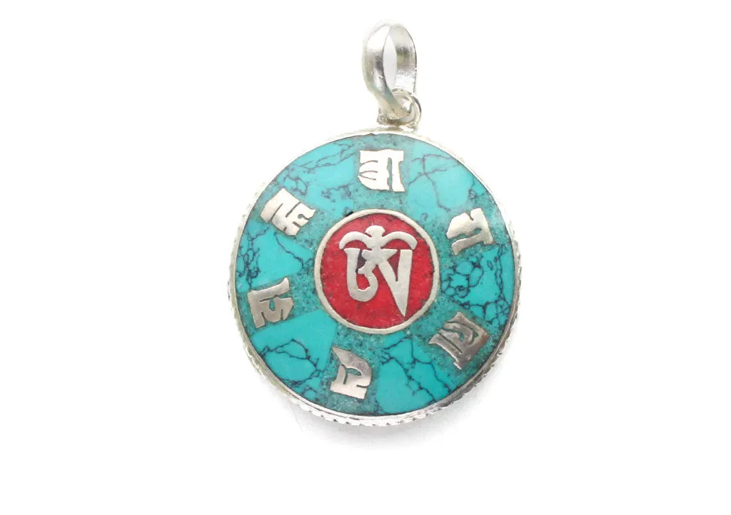 Tibetan Om Inlaid Om Mani Pendant