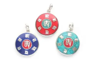 Tibetan Om Inlaid Om Mani Pendant