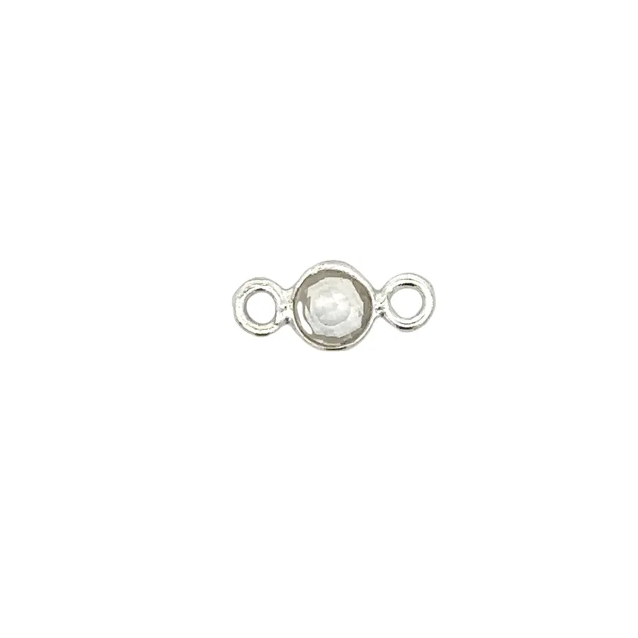 Tiny Round Channel Set Clear Quartz Connector