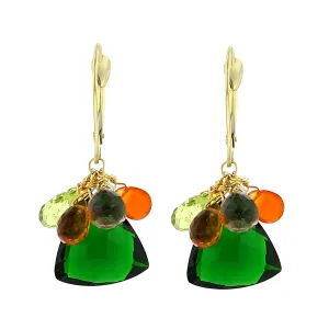 Tourmaline, Peridot and Garnet Drop Earrings