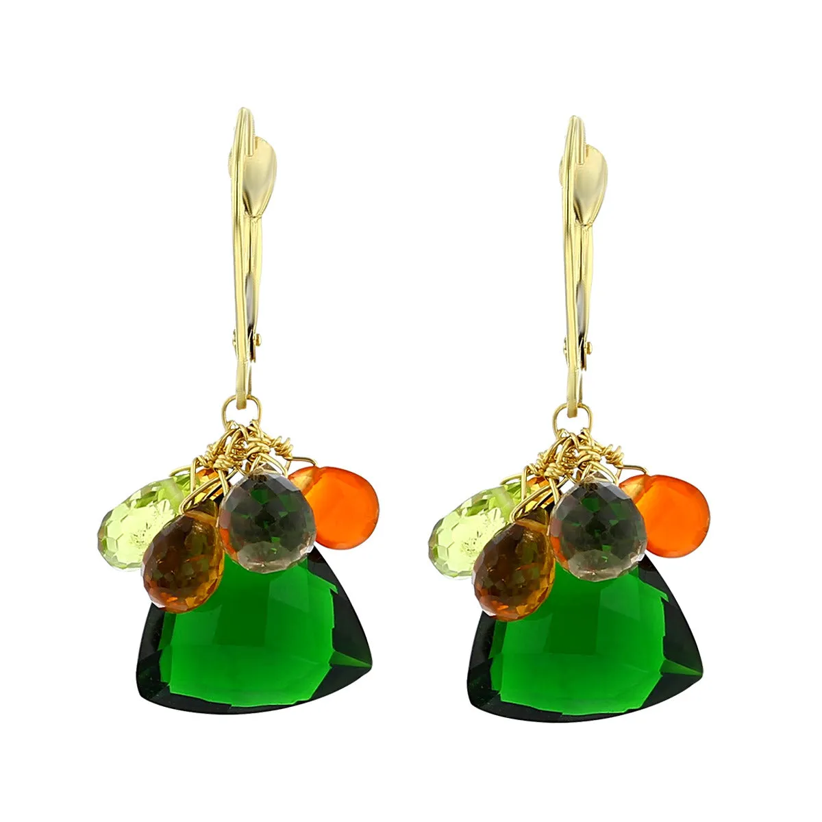 Tourmaline, Peridot and Garnet Drop Earrings