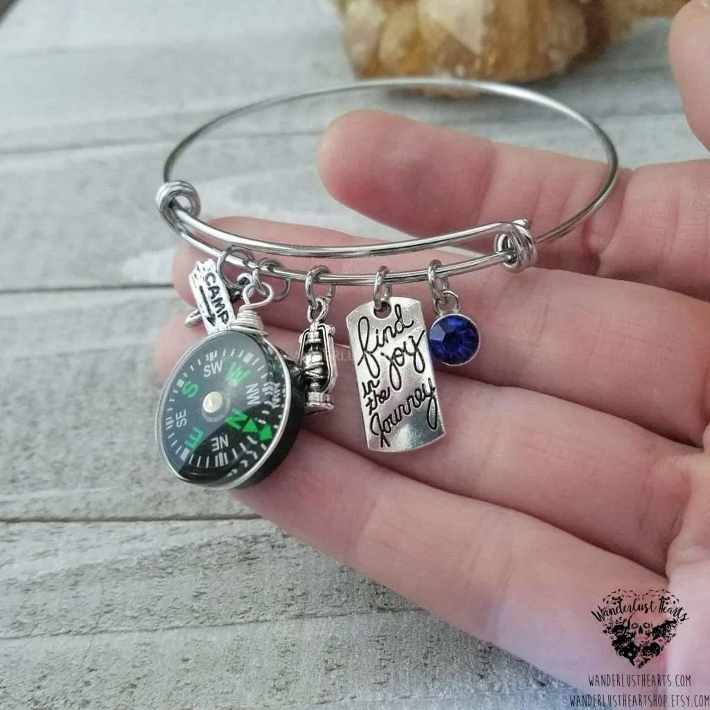 Travel charm bangle bracelet