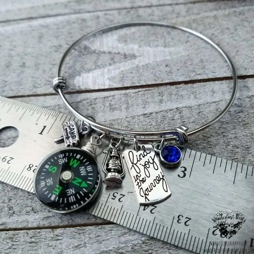Travel charm bangle bracelet