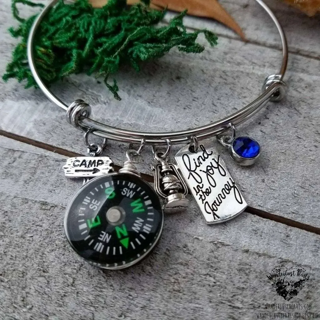 Travel charm bangle bracelet