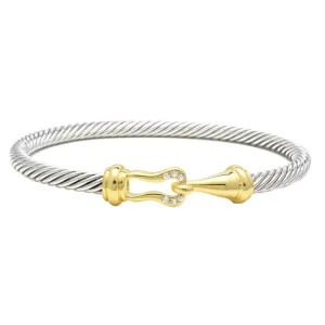 Two Tone CZ Bangle Bracelet