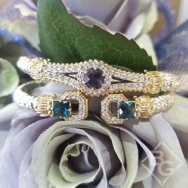 Vahan Sterling Silver & 14K Yellow Gold Purple Iolite Art Deco Style Bracelet