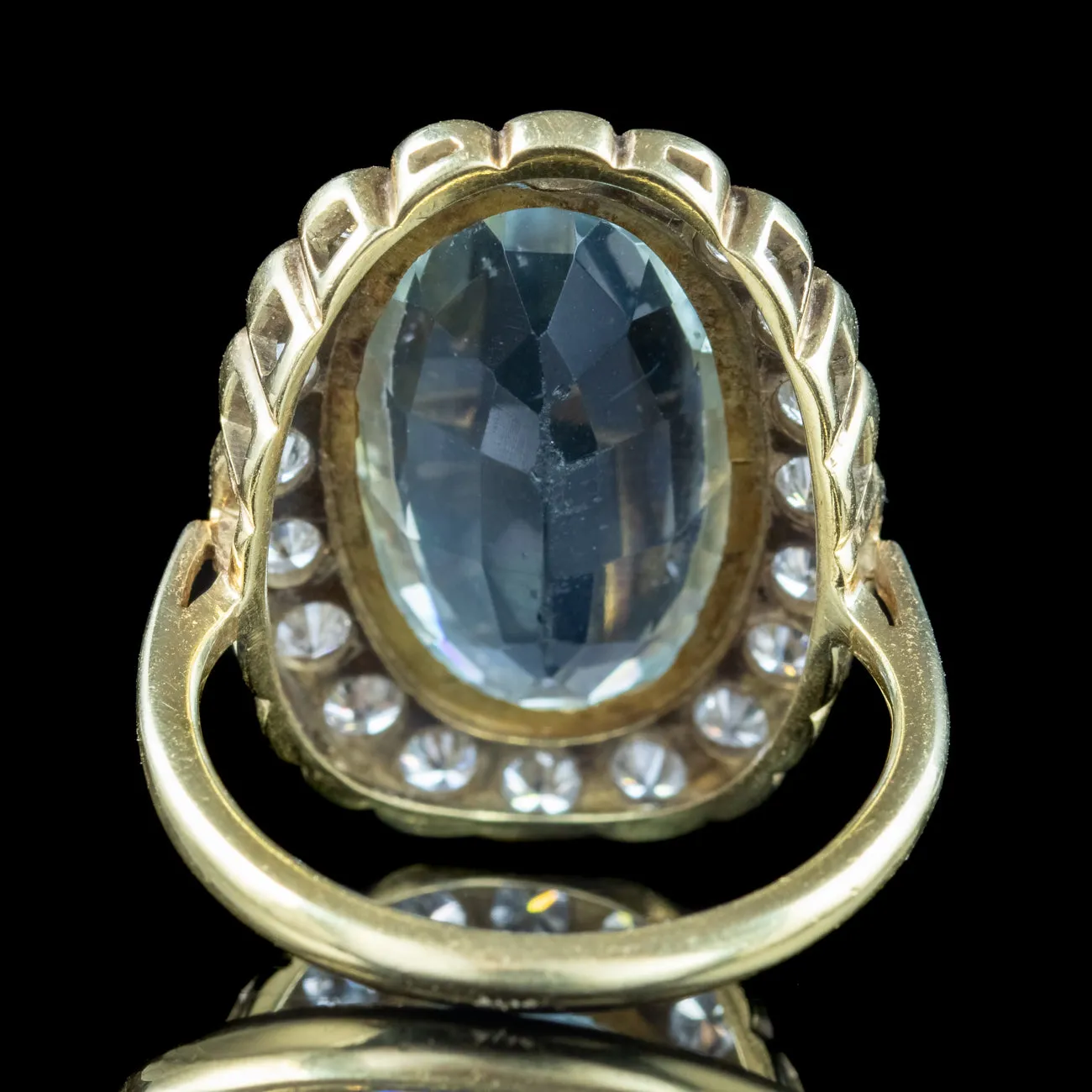 Vintage Aquamarine Diamond Cocktail Ring 10ct Aqua