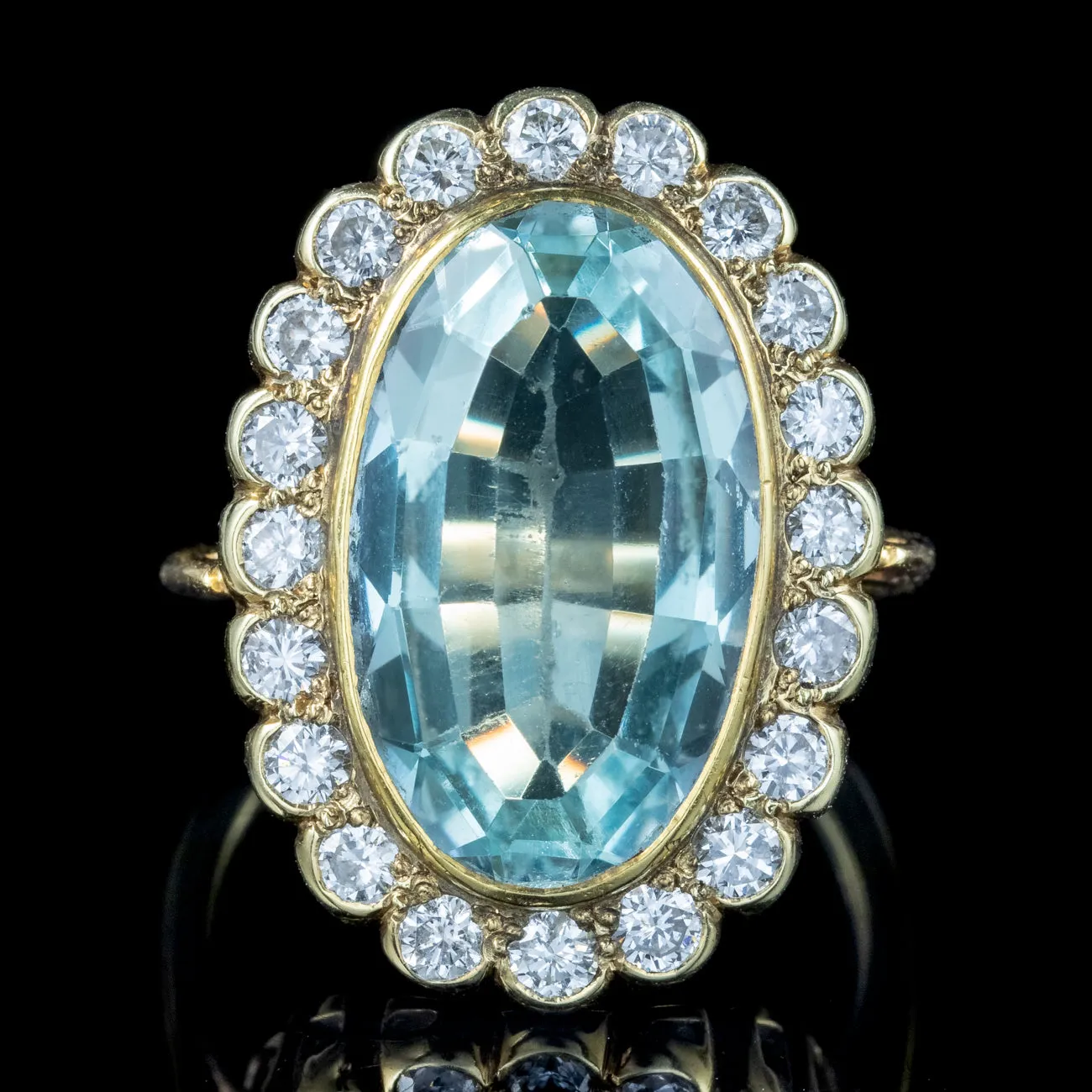 Vintage Aquamarine Diamond Cocktail Ring 10ct Aqua