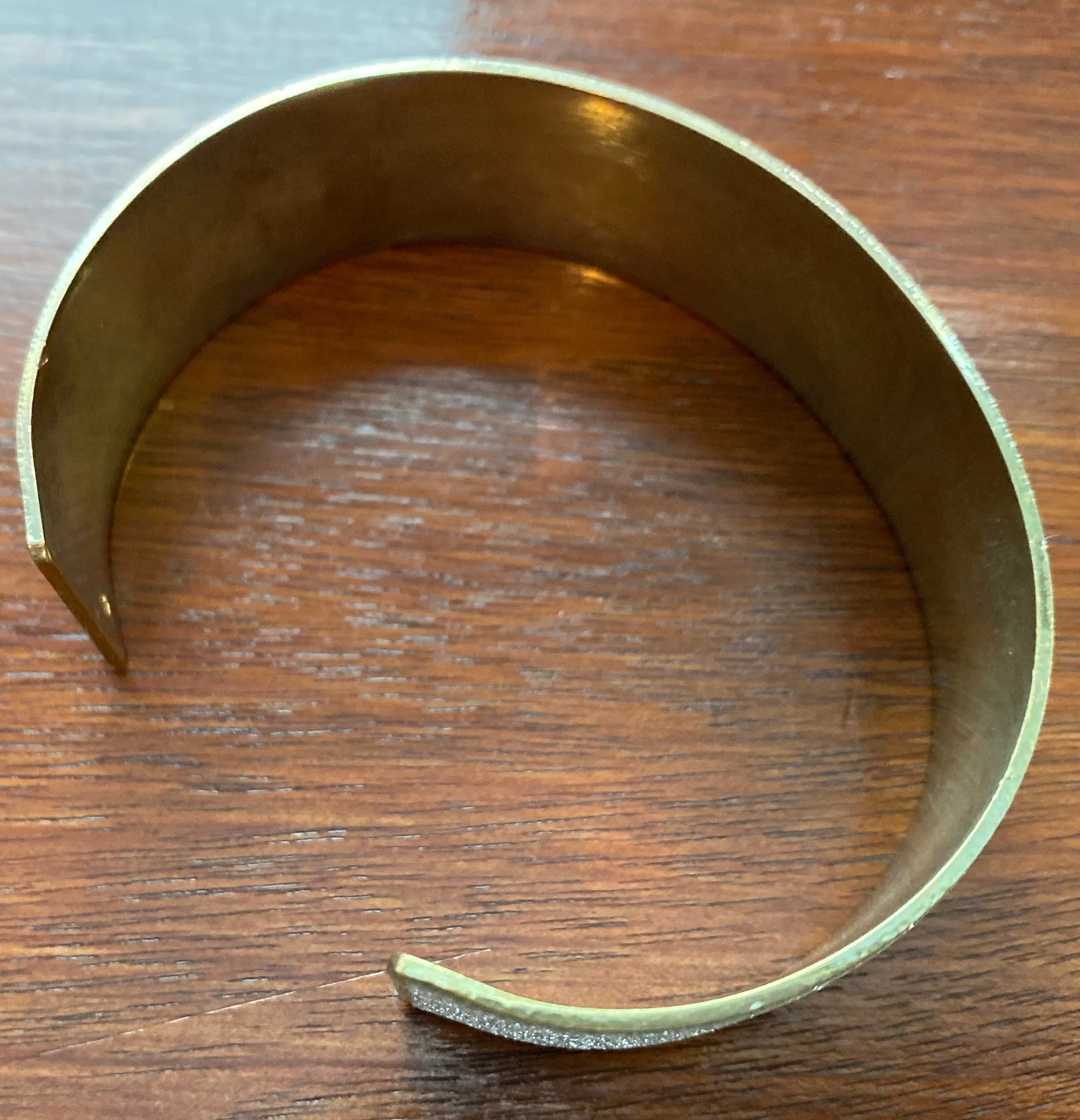 Vintage Brass Silver Glitter Cuff Bracelet