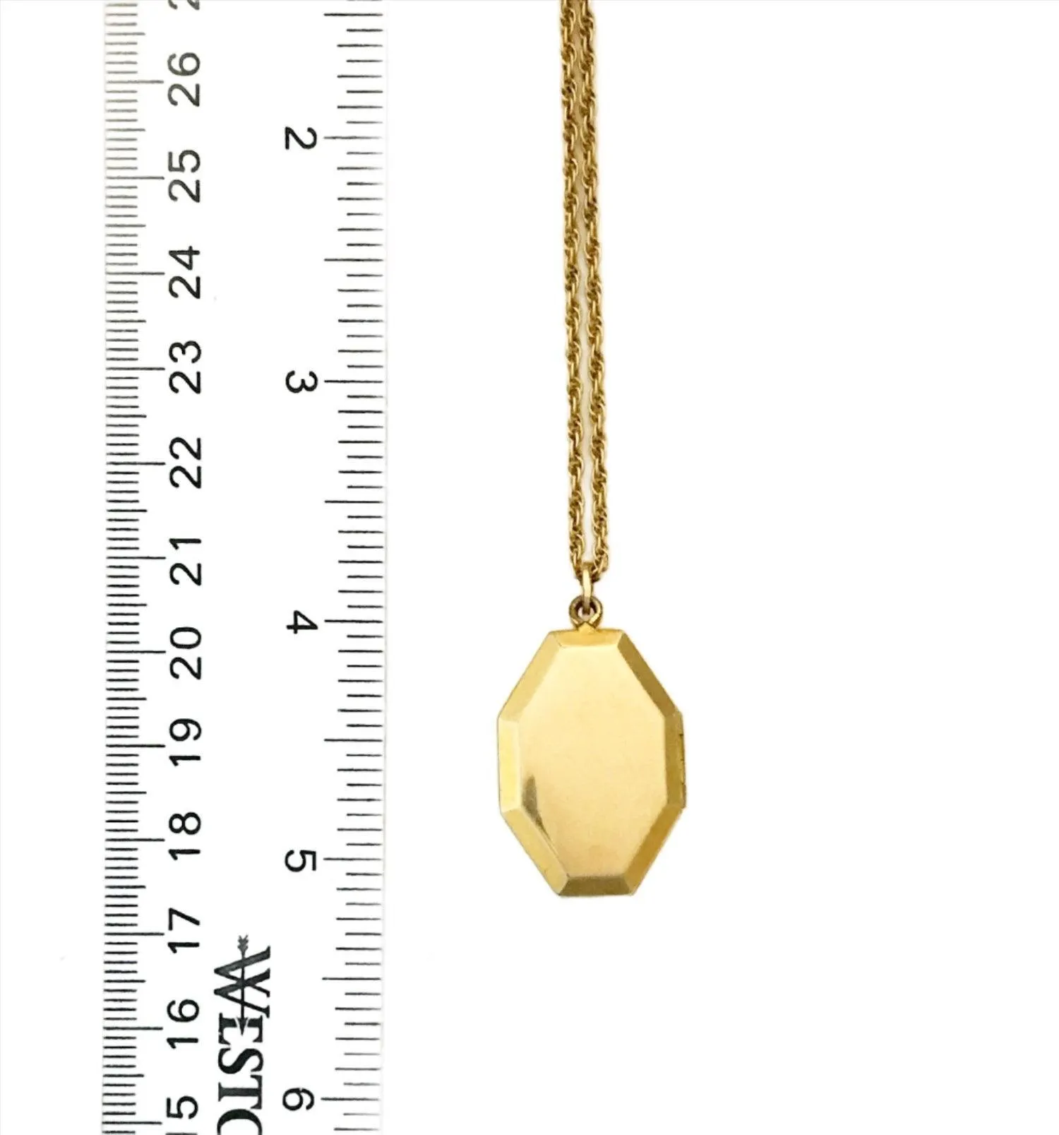 Vintage Geometric Gold Filled Art Deco Locket with Chain