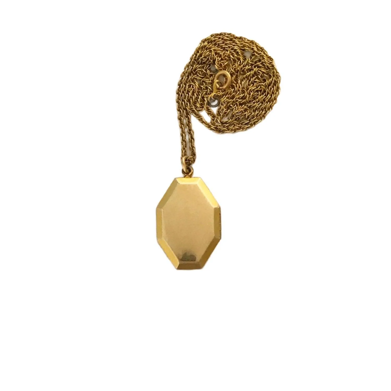 Vintage Geometric Gold Filled Art Deco Locket with Chain