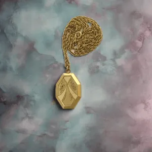 Vintage Geometric Gold Filled Art Deco Locket with Chain