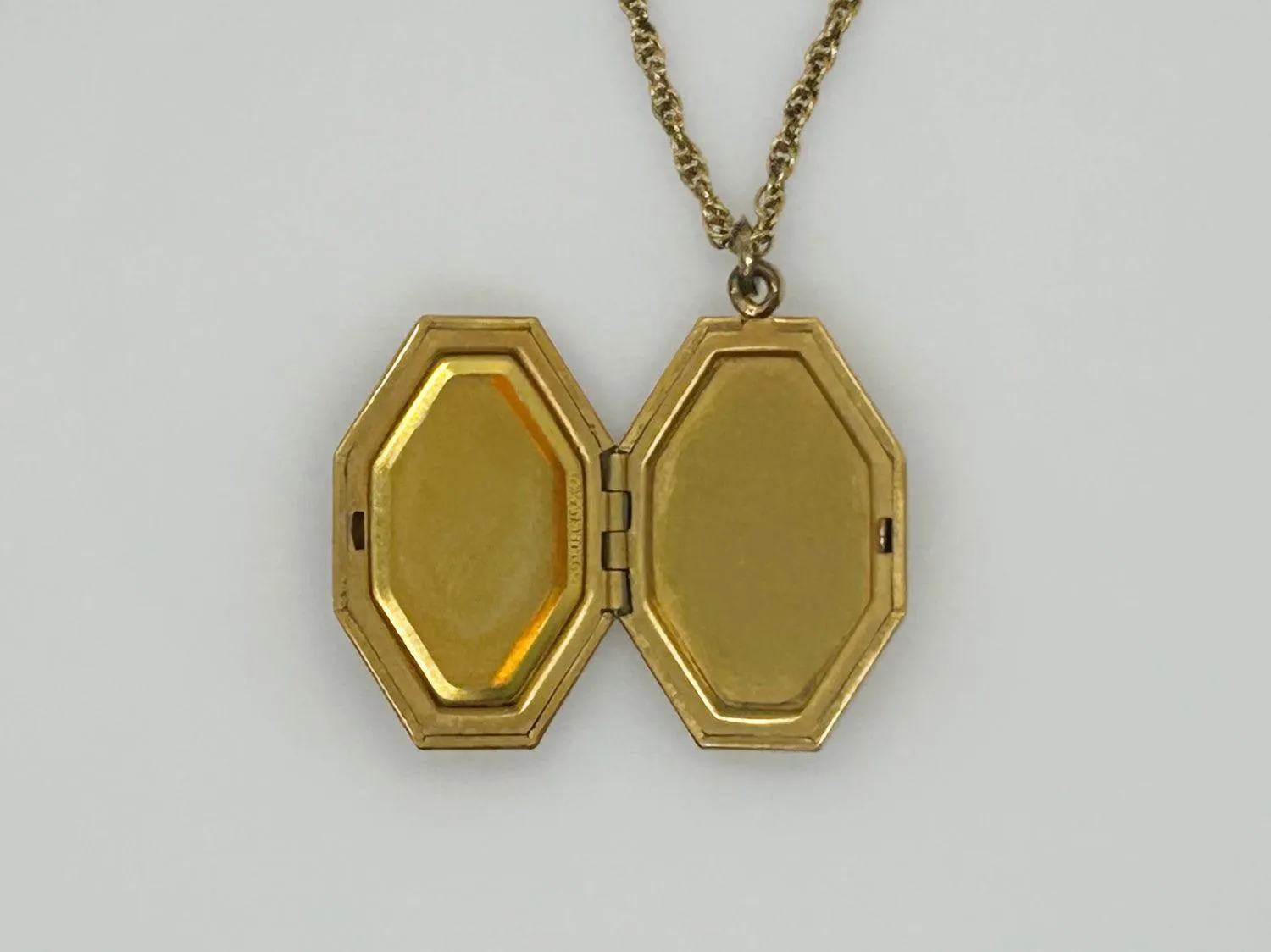Vintage Geometric Gold Filled Art Deco Locket with Chain