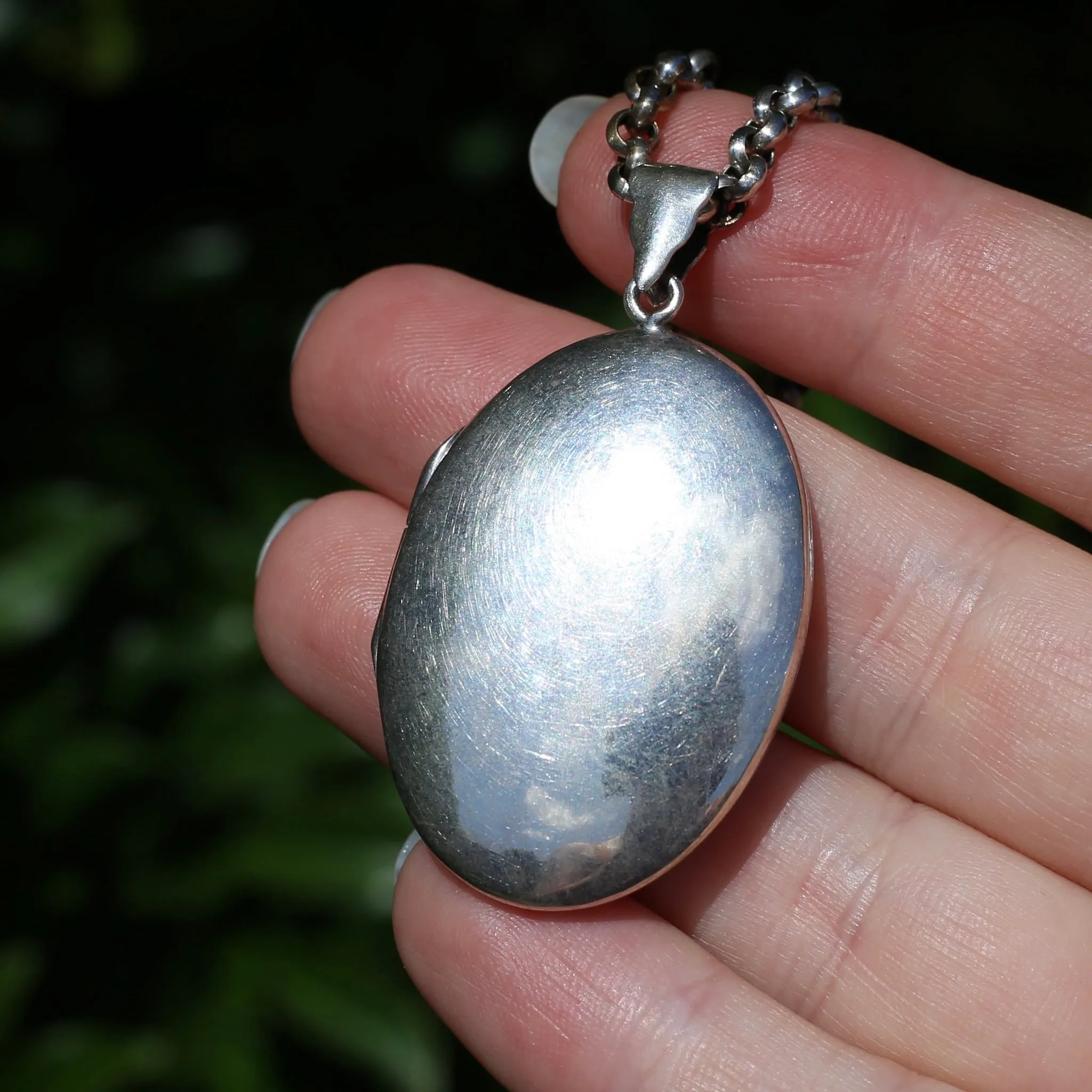 Vintage Silver Belcher Chain with Vintage Floral Embossed Locket, 27.2g