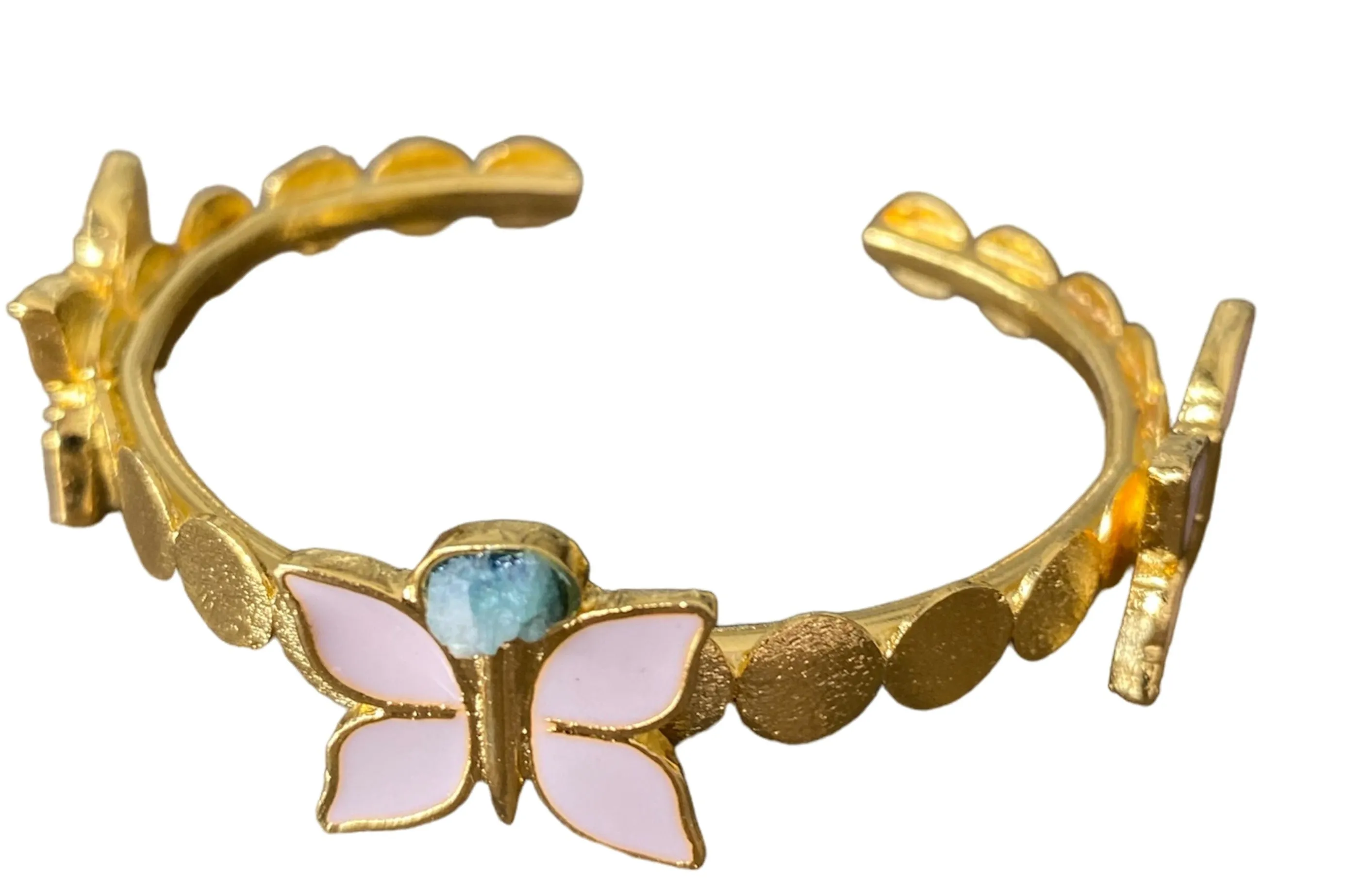 Volare  Butterfly New Collection Colombian raw emerald & 24k Gold Plated