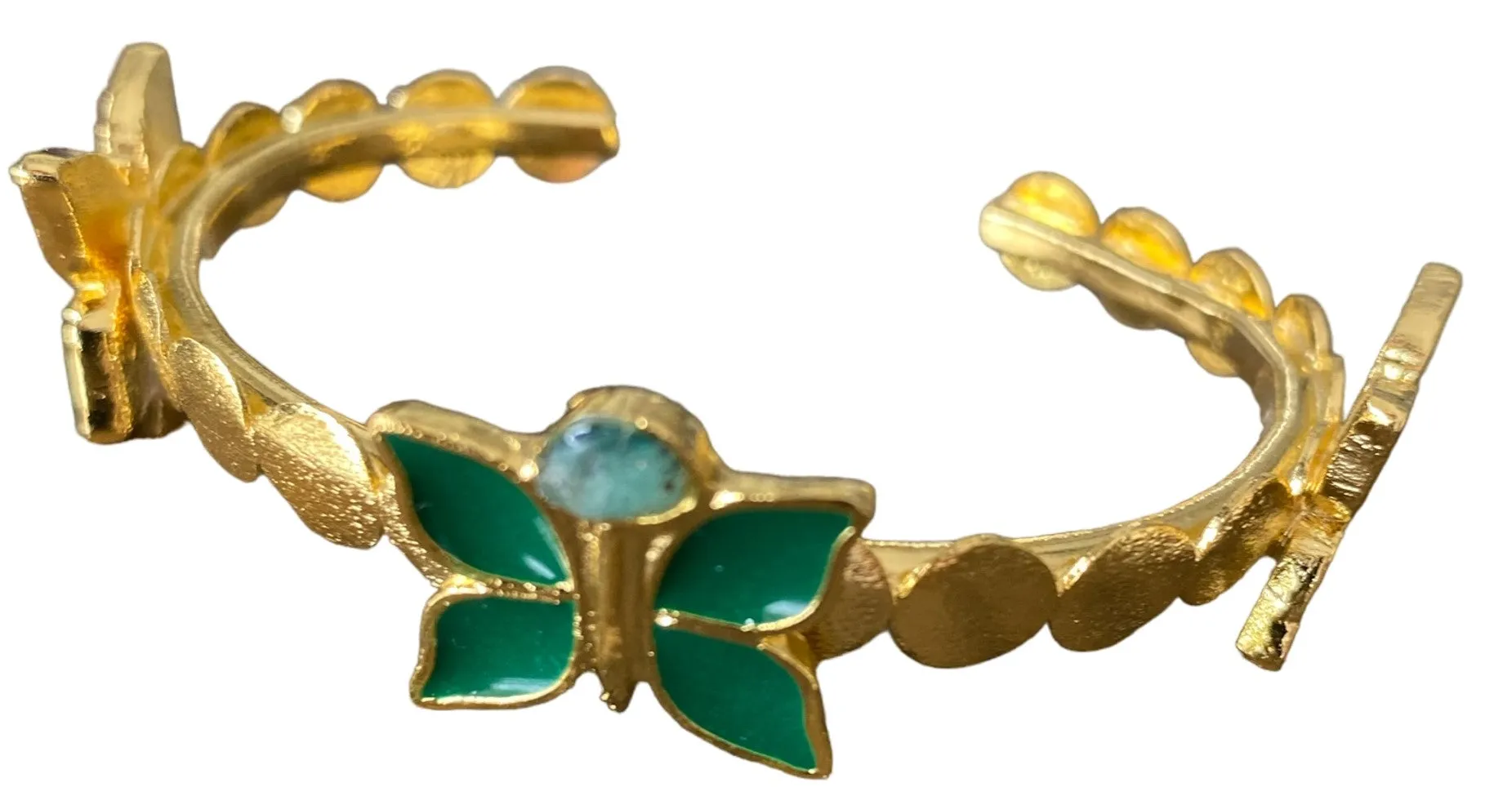 Volare  Butterfly New Collection Colombian raw emerald & 24k Gold Plated