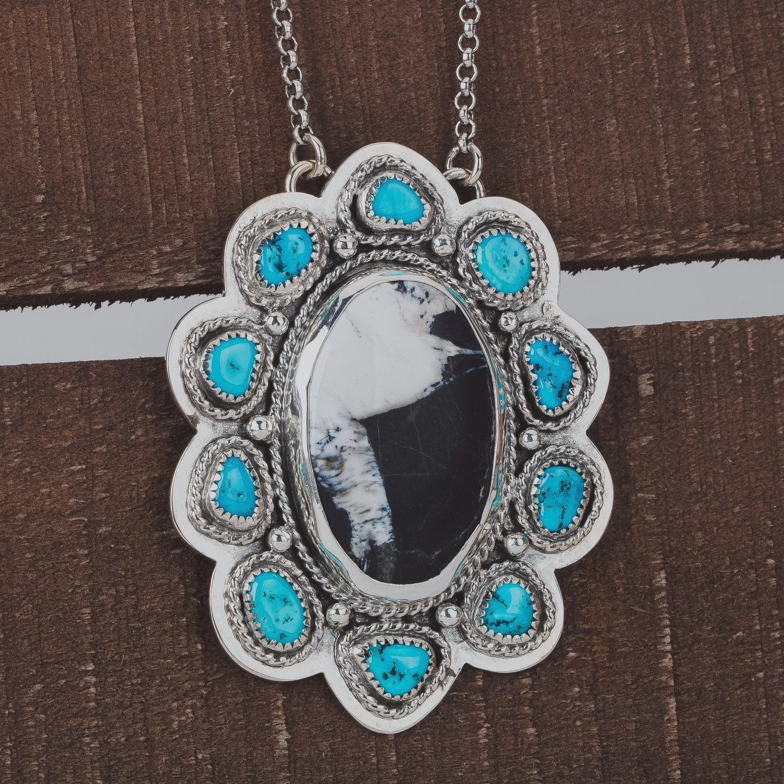 White Buffalo & Sleeping Beauty Turquoise Cluster Necklace