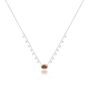 White Gold Brown Diamond and Bezel Necklace