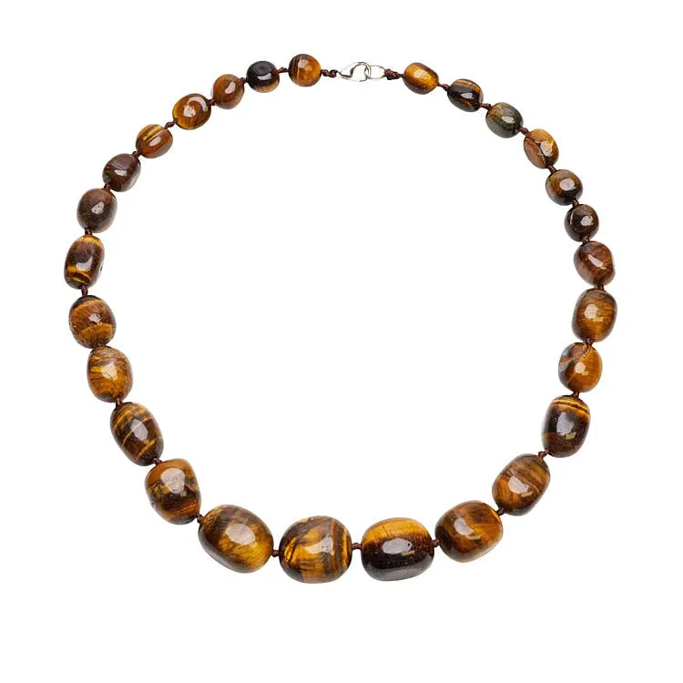 Women's Chunky, Statement Natural Tiger's Eye Gemstone Necklace
