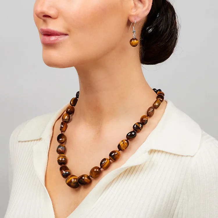 Women's Chunky, Statement Natural Tiger's Eye Gemstone Necklace