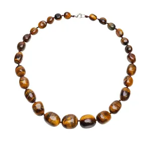 Women's Chunky, Statement Natural Tiger's Eye Gemstone Necklace