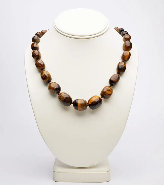 Women's Chunky, Statement Natural Tiger's Eye Gemstone Necklace