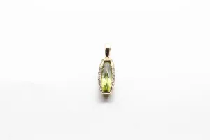 Yellow Gold Peridot Milgrain Pendant